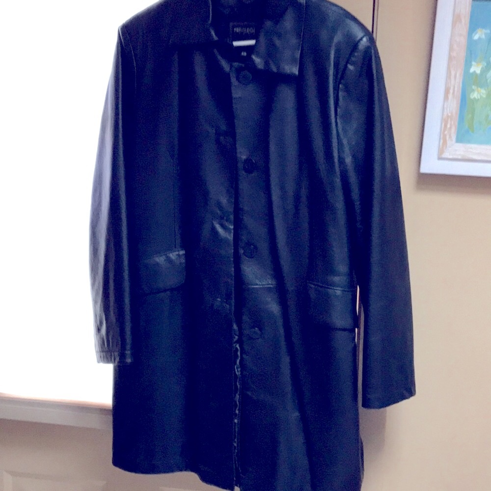 Privilegi Trend  Italian leather 3/4 jacket black size 48 Womens xl